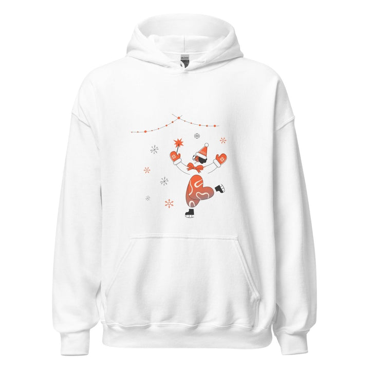 Ice Skating Christmas Graphic Hoodie - White - S - ArtyKoala