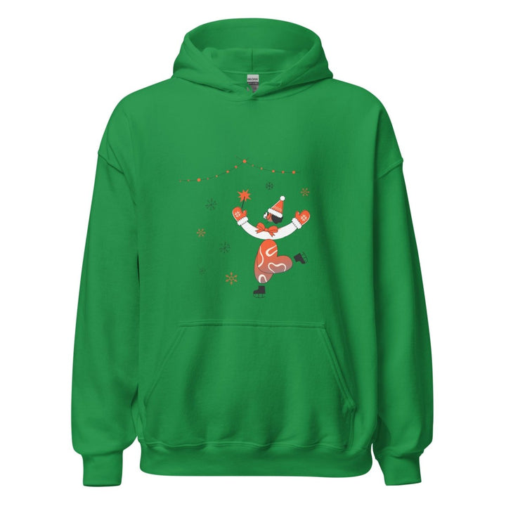 Ice Skating Christmas Graphic Hoodie - Irish Green - S - ArtyKoala
