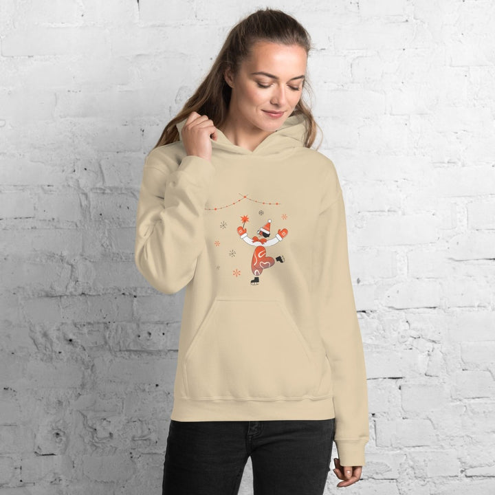 Ice Skating Christmas Graphic Hoodie - Sand - S - ArtyKoala