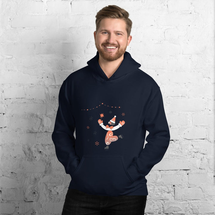 Ice Skating Christmas Graphic Hoodie - Navy - S - ArtyKoala