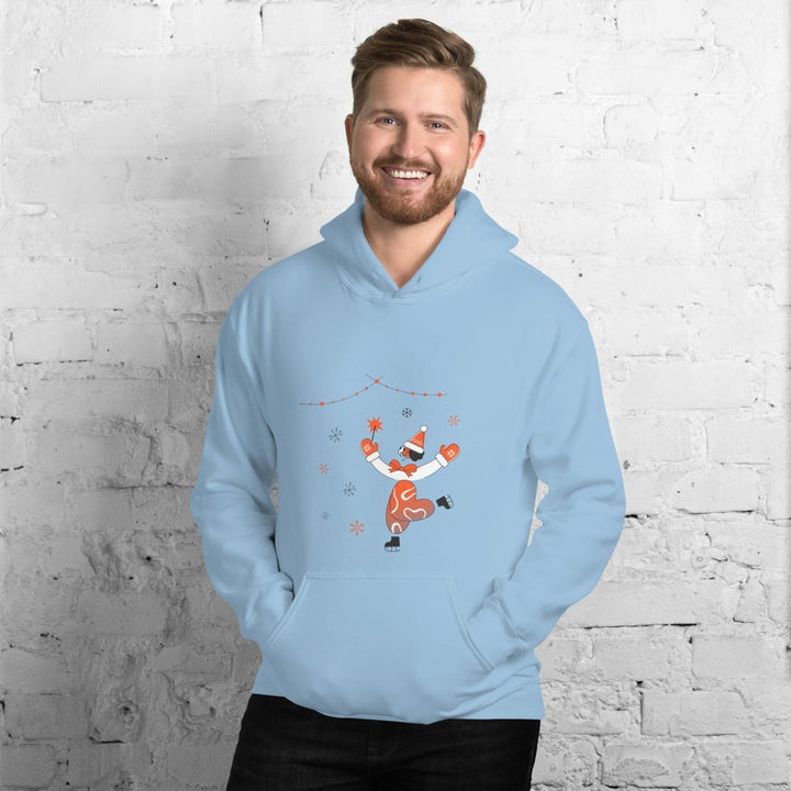 Ice Skating Christmas Graphic Hoodie - Light Blue - S - ArtyKoala
