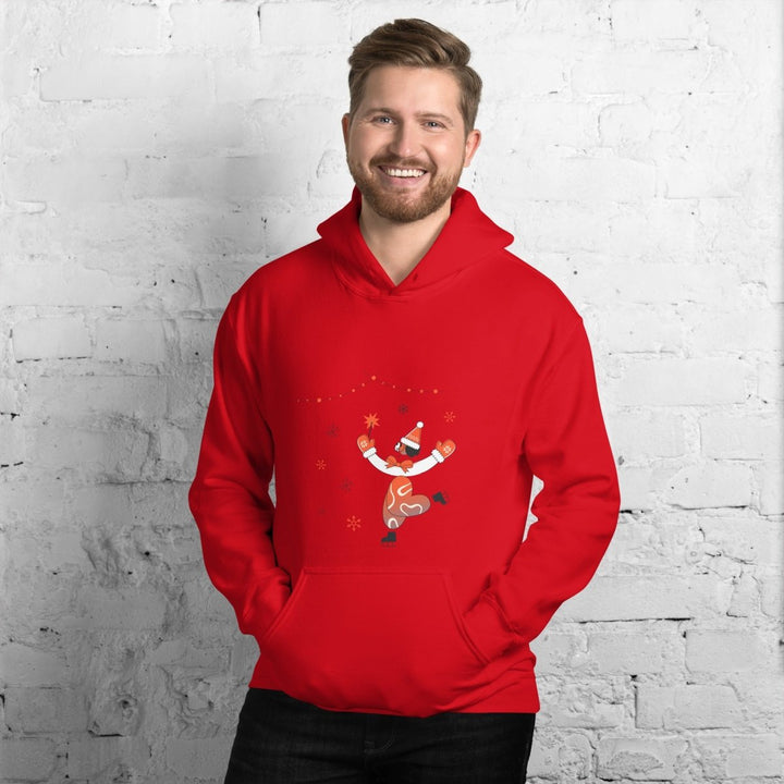 Ice Skating Christmas Graphic Hoodie - Red - S - ArtyKoala
