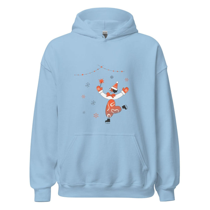 Ice Skating Christmas Graphic Hoodie - Light Blue - S - ArtyKoala
