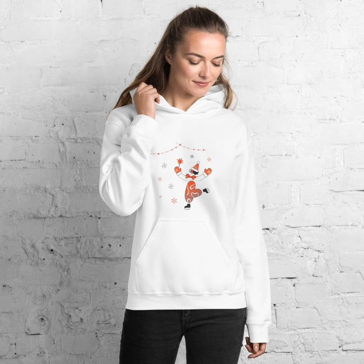 Ice Skating Christmas Graphic Hoodie - White - S - ArtyKoala