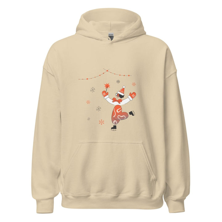 Ice Skating Christmas Graphic Hoodie - Sand - S - ArtyKoala