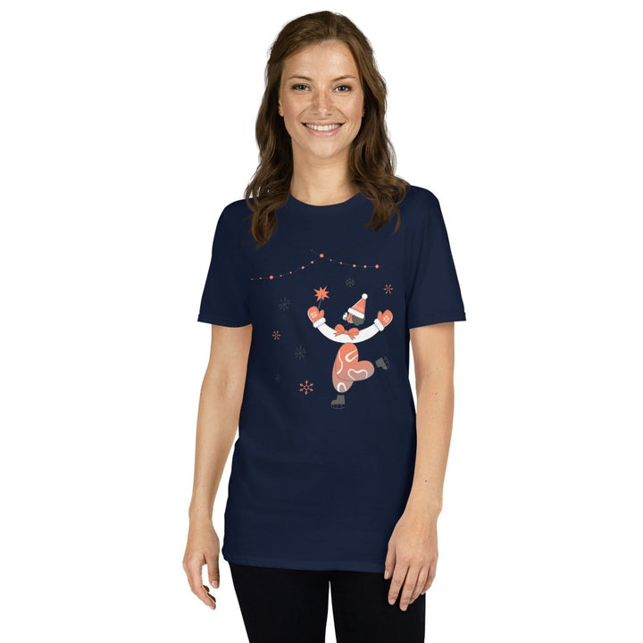 Ice Skating Christmas Graphic Tee - Navy - S - ArtyKoala
