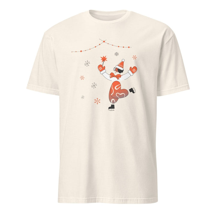 Ice Skating Christmas Graphic Tee - Natural - S - ArtyKoala