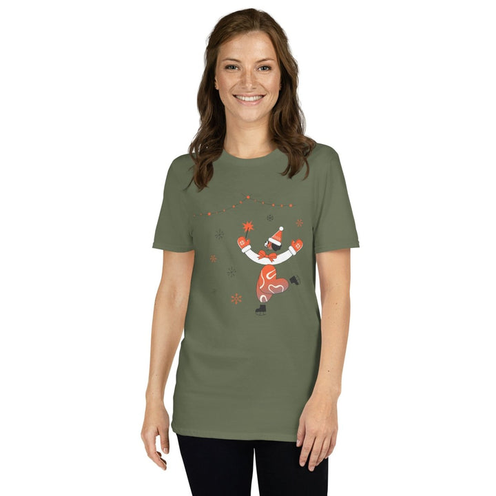 Ice Skating Christmas Graphic Tee - Natural - S - ArtyKoala
