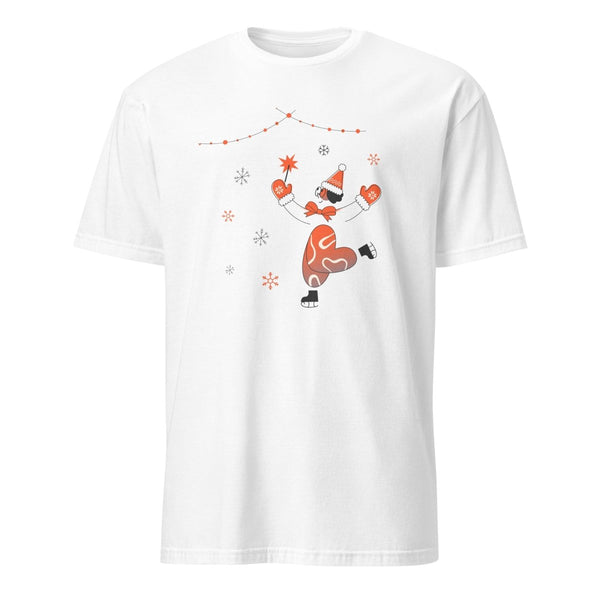 Ice Skating Christmas Graphic Tee - White - S - ArtyKoala