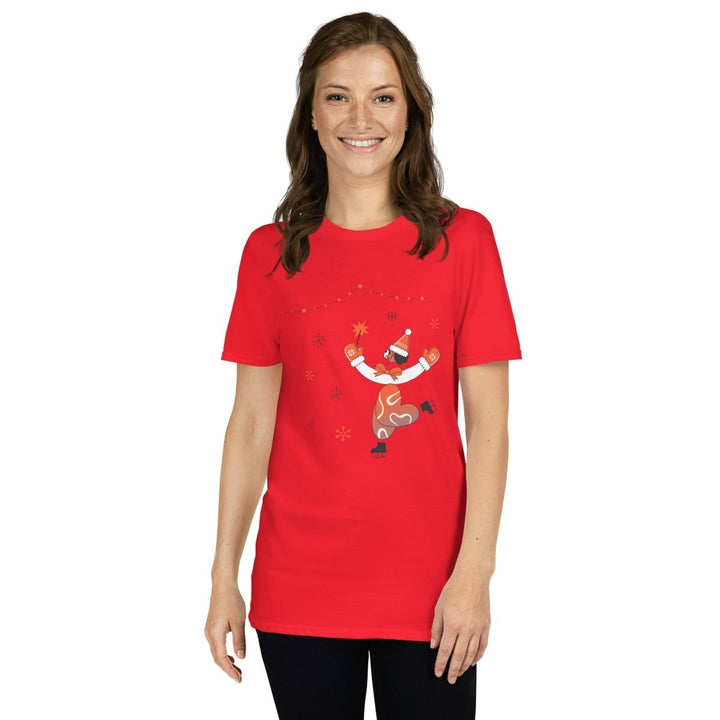 Ice Skating Christmas Graphic Tee - Red - S - ArtyKoala