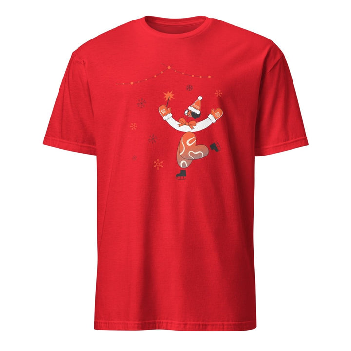 Ice Skating Christmas Graphic Tee - Red - S - ArtyKoala
