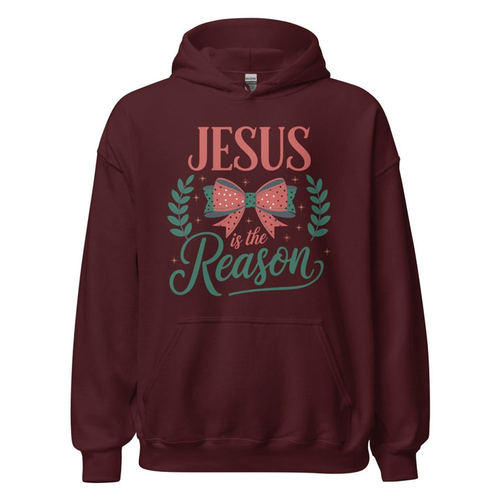 Jesus is The Reason Graphic Hoodie - Maroon - S - ArtyKoala