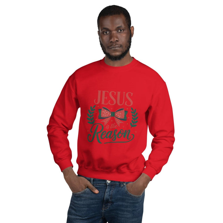 Jesus is The Reason Graphic Sweatshirt - Red - S - ArtyKoala