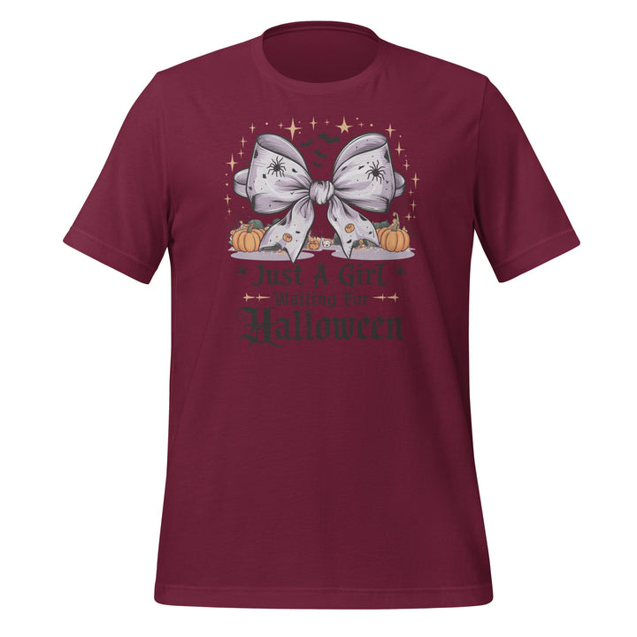 Just a Girl Who Waiting For Halloween Unisex Premium T-shirt - Maroon / XS - ArtyKoala