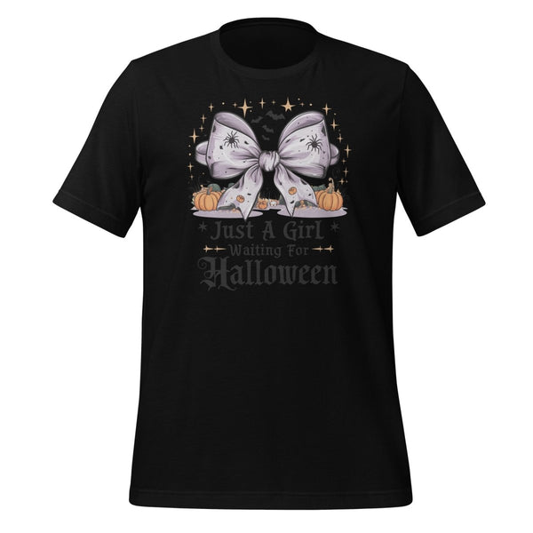 Just a Girl Who Waiting Halloween Graphic Tee - Black - XS - ArtyKoala