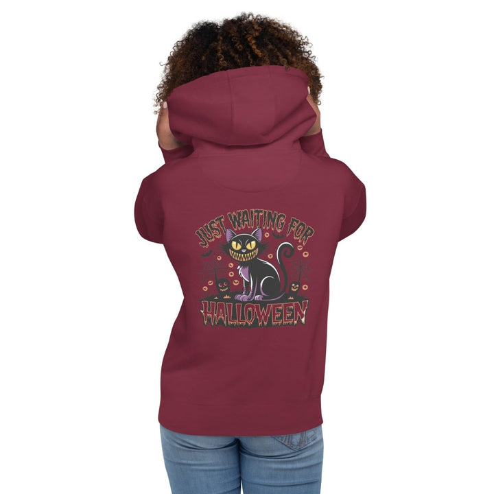 Just Waiting for Halloween Graphic Hoodie - Maroon - S - ArtyKoala