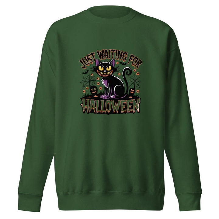 Just Waiting For Halloween Graphic Sweatshirt - Forest Green - S - ArtyKoala