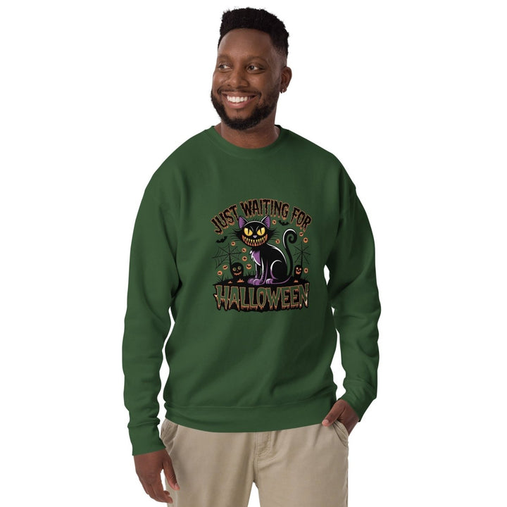Just Waiting For Halloween Graphic Sweatshirt - Forest Green - S - ArtyKoala