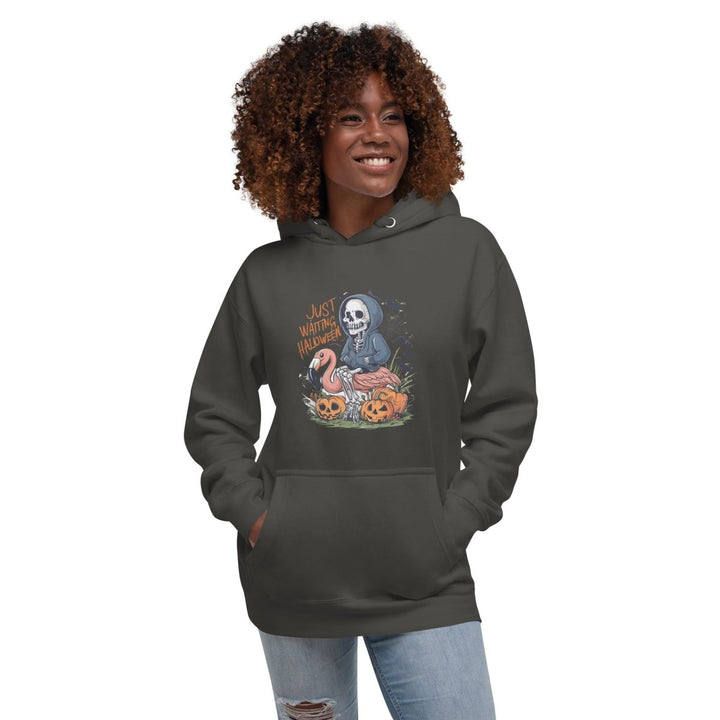 Just Waiting Halloween Graphic Hoodie - Vintage Black - S - ArtyKoala