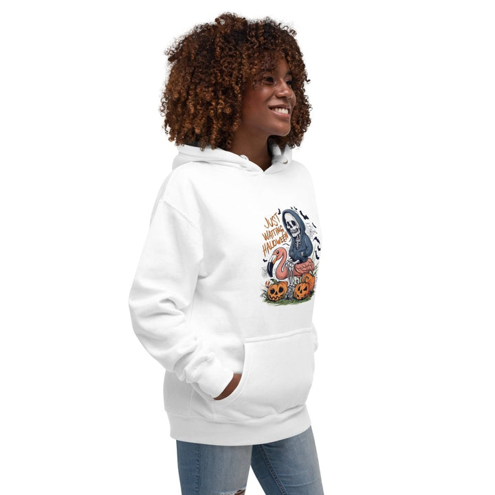 Just Waiting Halloween Graphic Hoodie - White - S - ArtyKoala