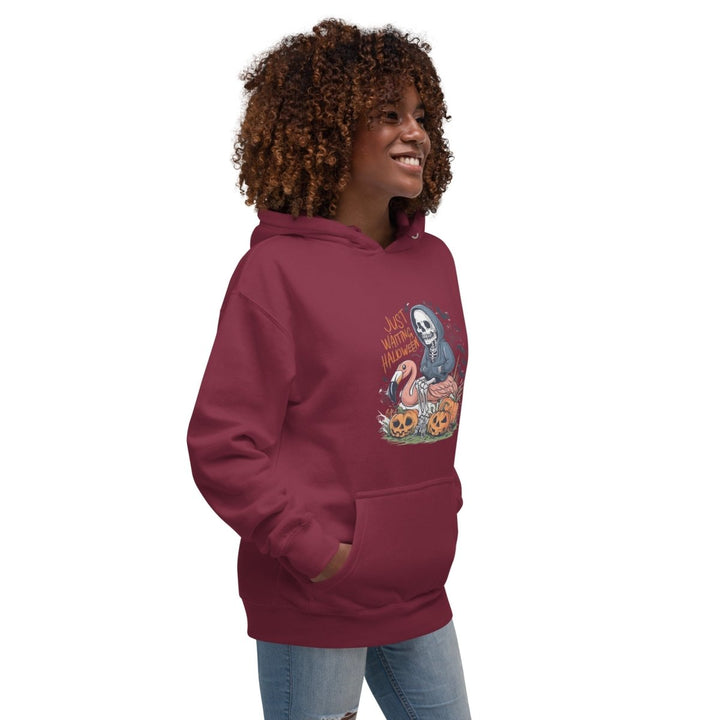 Just Waiting Halloween Graphic Hoodie - Maroon - S - ArtyKoala