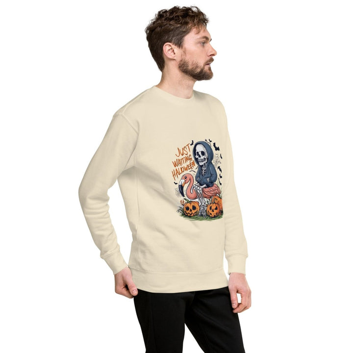 Just Waiting Halloween Graphic Sweatshirt - Bone - S - ArtyKoala