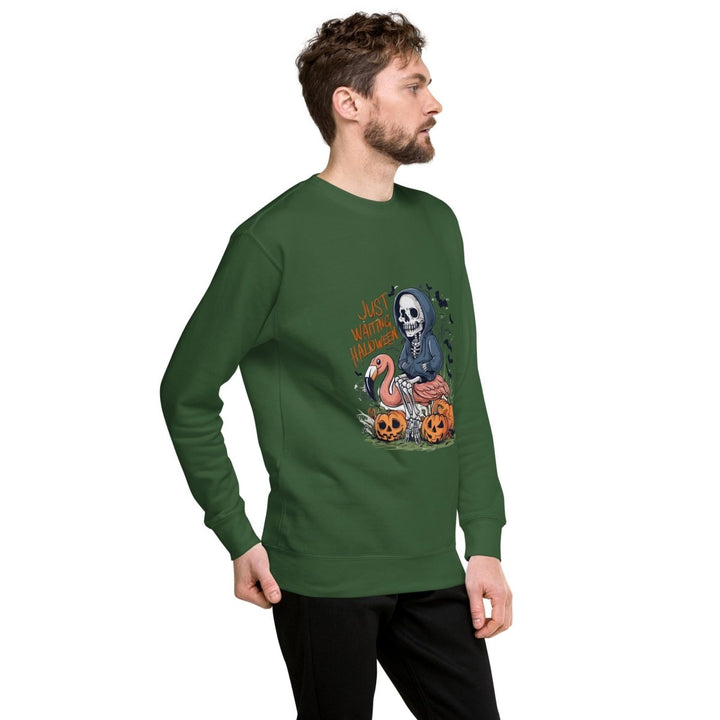 Just Waiting Halloween Graphic Sweatshirt - Forest Green - S - ArtyKoala