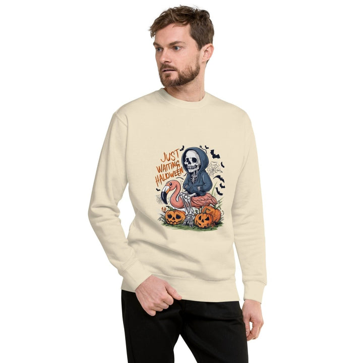 Just Waiting Halloween Graphic Sweatshirt - Bone - S - ArtyKoala