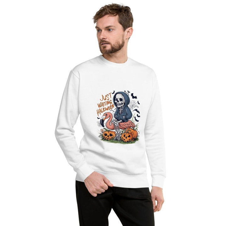 Just Waiting Halloween Graphic Sweatshirt - White - S - ArtyKoala