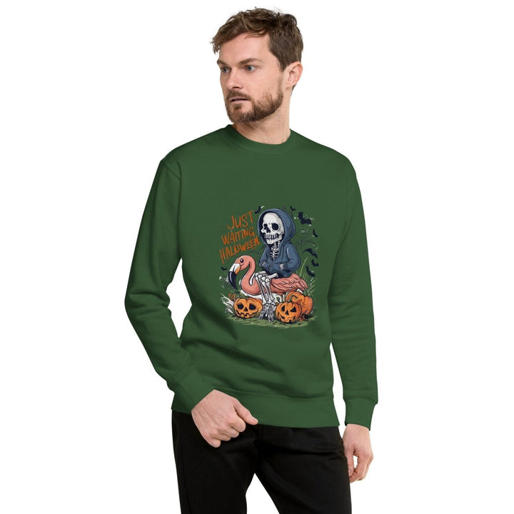 Just Waiting Halloween Graphic Sweatshirt - Forest Green - S - ArtyKoala