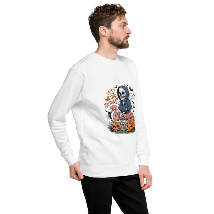 Just Waiting Halloween Graphic Sweatshirt - White - S - ArtyKoala
