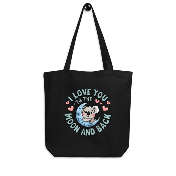 Koala Love You Moon Custom Tote Bag - Black-ArtyKoala