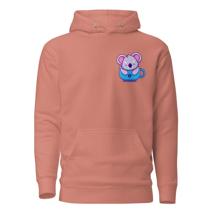 Koala Sleeping in a Cup Graphic Hoodie - Dusty Rose - S - ArtyKoala