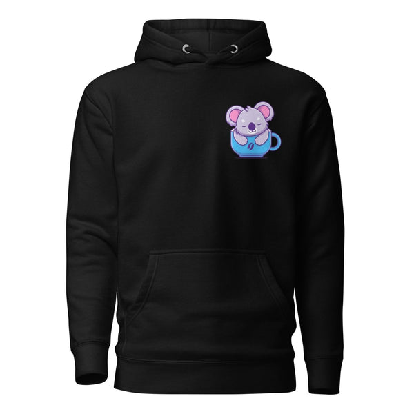 Koala Sleeping in a Cup Graphic Hoodie - Black - S - ArtyKoala