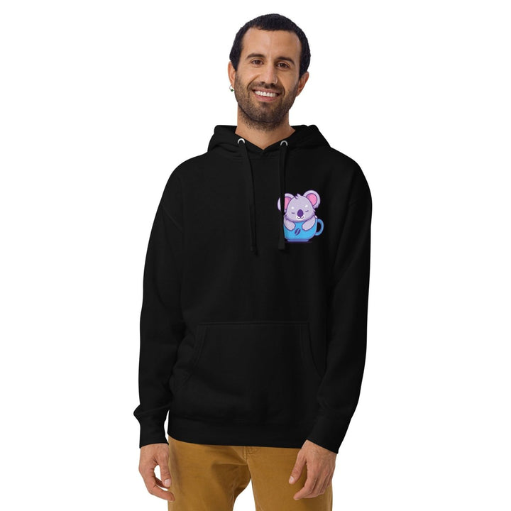 Koala Sleeping in a Cup Graphic Hoodie - Black - S - ArtyKoala