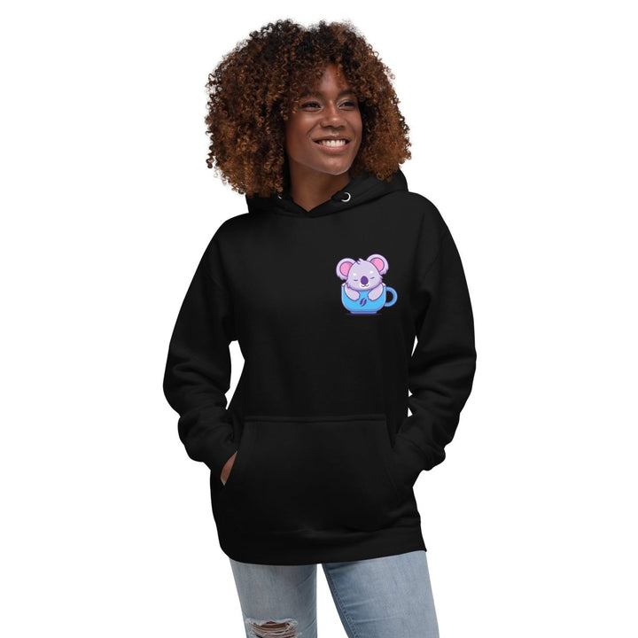 Koala Sleeping in a Cup Graphic Hoodie - Black - S - ArtyKoala