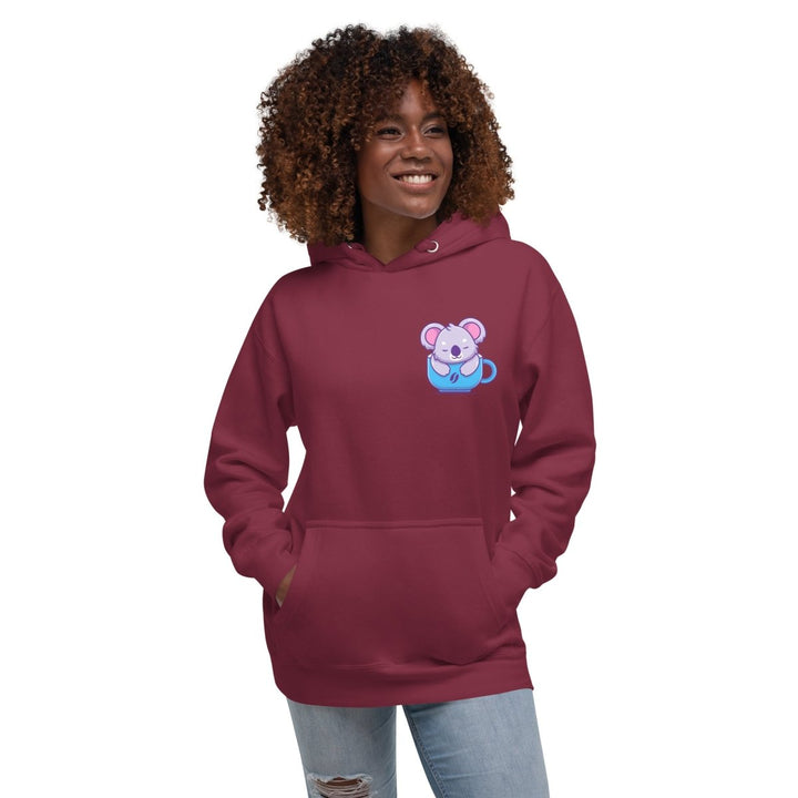 Koala Sleeping in a Cup Graphic Hoodie - Black - S - ArtyKoala