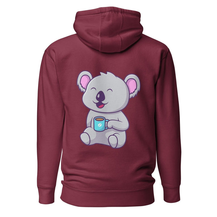 Koala Sleeping in a Cup Graphic Hoodie - Maroon - S - ArtyKoala