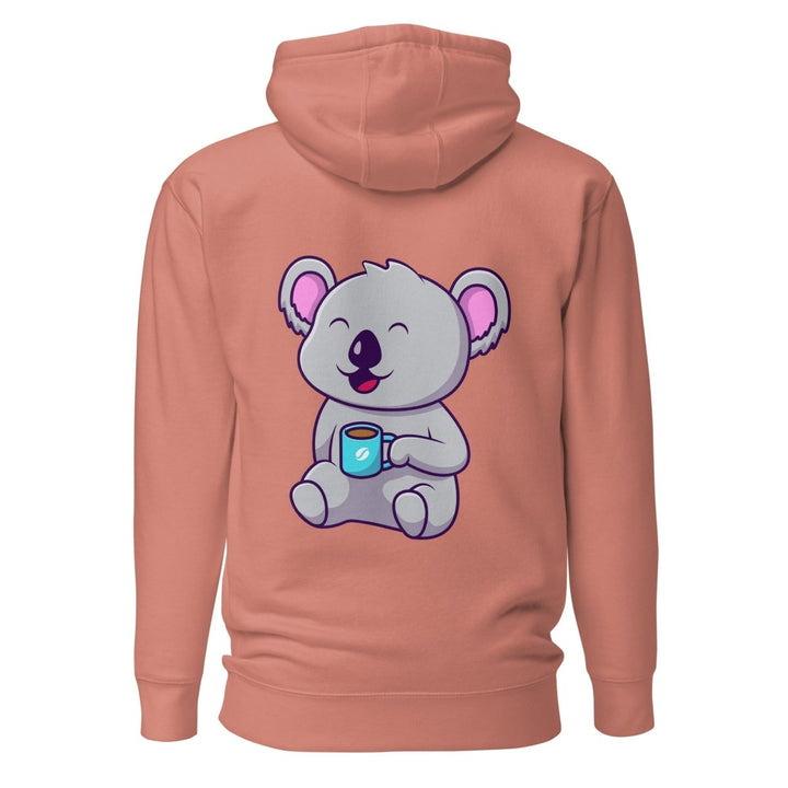 Koala Sleeping in a Cup Graphic Hoodie - Dusty Rose - S - ArtyKoala