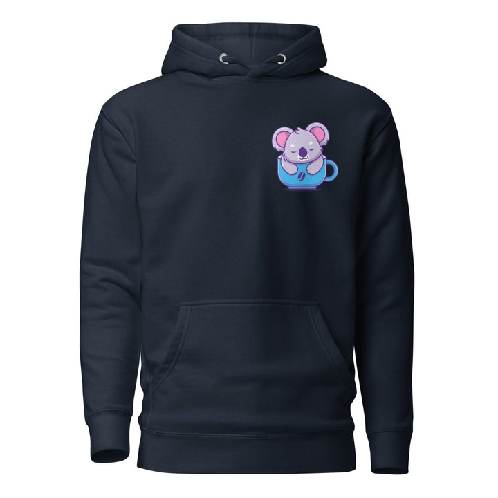 Koala Sleeping in a Cup Graphic Hoodie - Navy Blazer - S - ArtyKoala