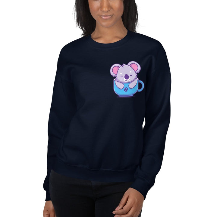 Koala Sleeping in a Cup Graphic Sweatshirt - Black - S - ArtyKoala