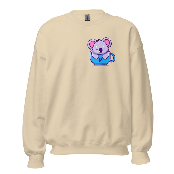Koala Sleeping in a Cup Graphic Sweatshirt - Sand - S - ArtyKoala