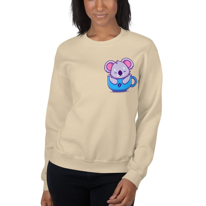 Koala Sleeping in a Cup Graphic Sweatshirt - Black - S - ArtyKoala
