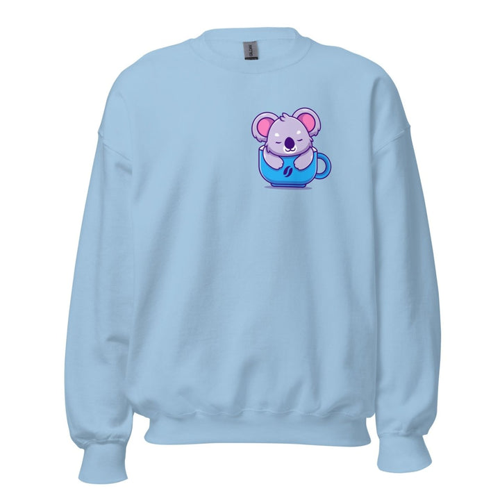 Koala Sleeping in a Cup Graphic Sweatshirt - Light Blue - S - ArtyKoala