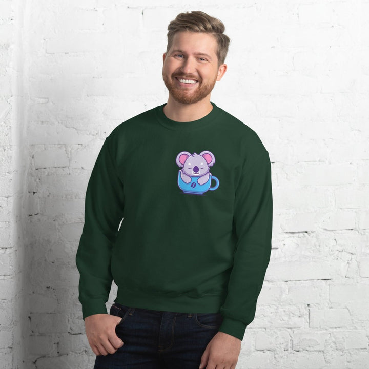 Koala Sleeping in a Cup Graphic Sweatshirt - Black - S - ArtyKoala