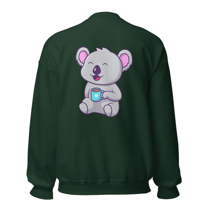 Koala Sleeping in a Cup Graphic Sweatshirt - Forest Green - S - ArtyKoala