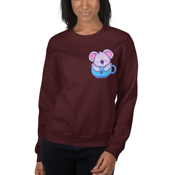 Koala Sleeping in a Cup Graphic Sweatshirt - Black - S - ArtyKoala