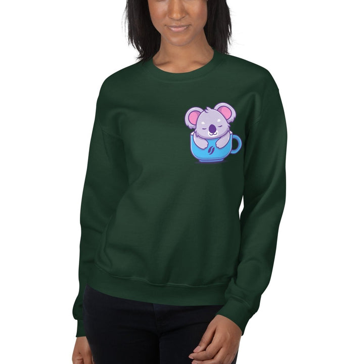 Koala Sleeping in a Cup Graphic Sweatshirt - Black - S - ArtyKoala