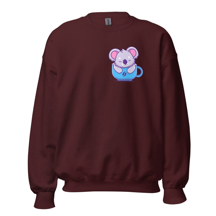 Koala Sleeping in a Cup Graphic Sweatshirt - Maroon - S - ArtyKoala