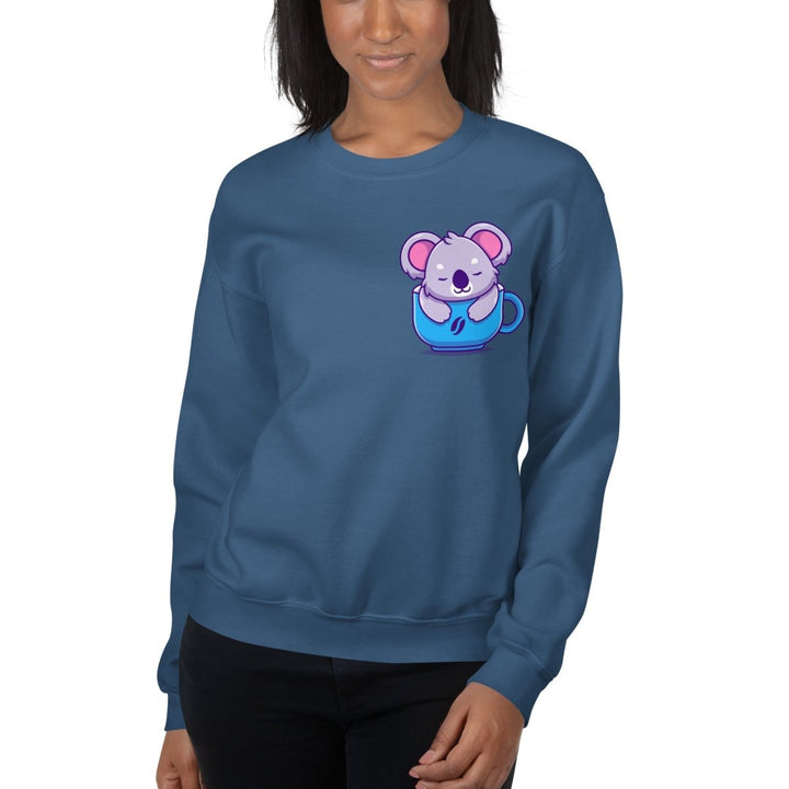Koala Sleeping in a Cup Graphic Sweatshirt - Black - S - ArtyKoala